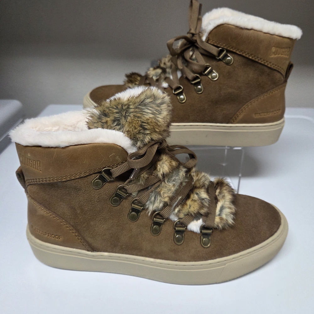 Cougar Women's Brown Ankle Boots with Faux Fur